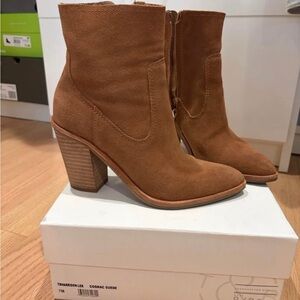 Treasure & Bond Cognac Suede Ankle Booties